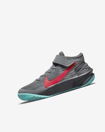 Nike Team Hustle D 10 FlyEase Grises Grises Oscuro Turquesa Rojos | MX 4495